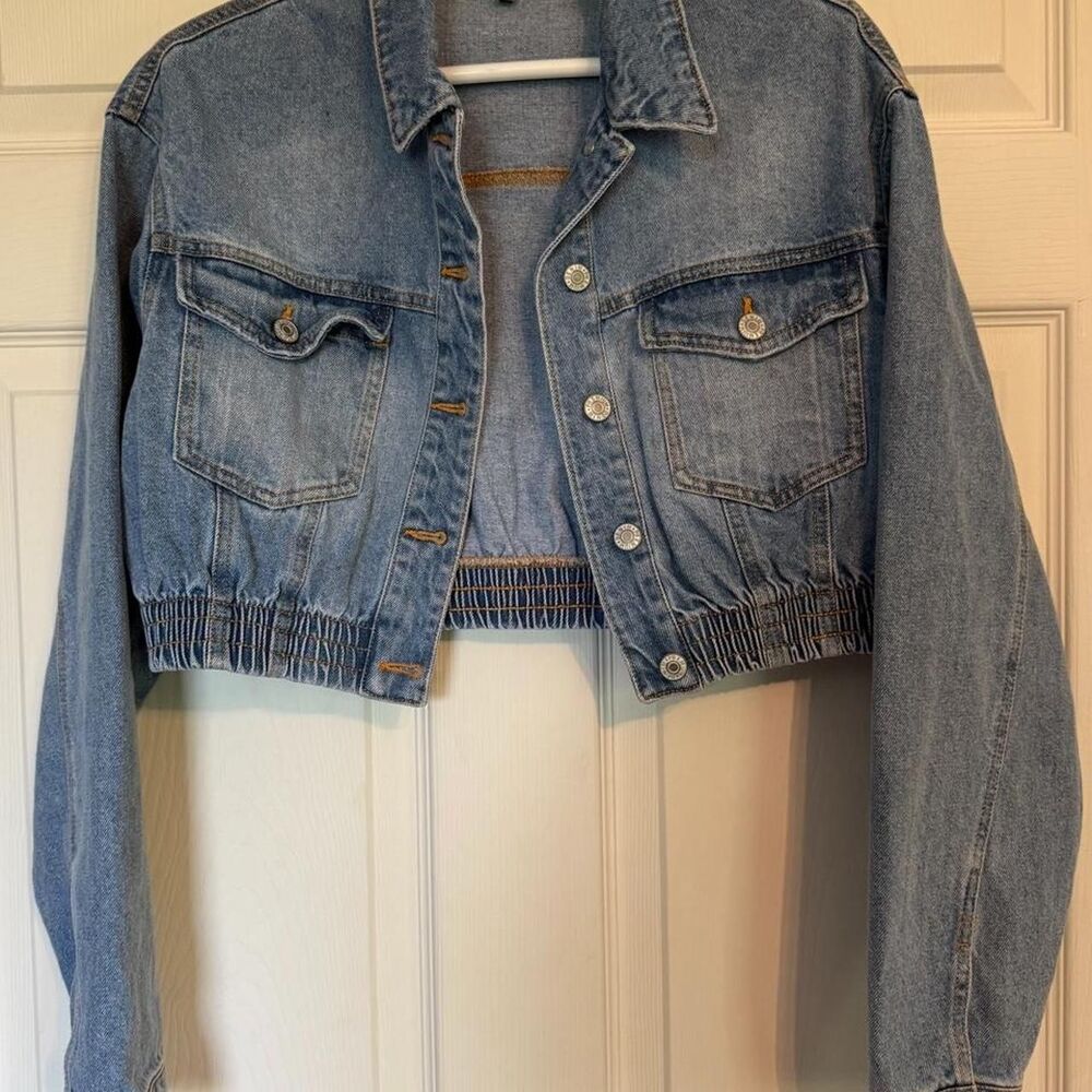 Love Tree Cropped Denim Jacket